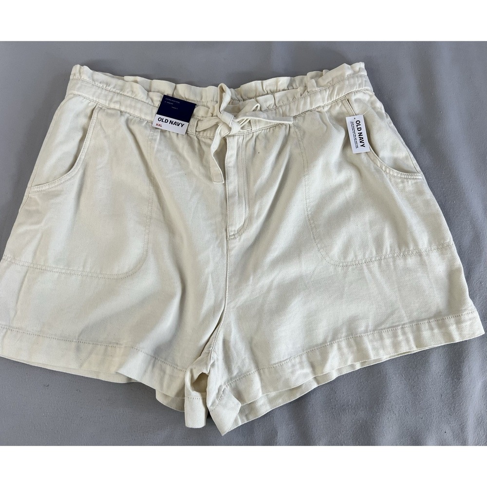 Old Navy Women's Ivory Extra High Rise Waistband Shorts Sz XXL New